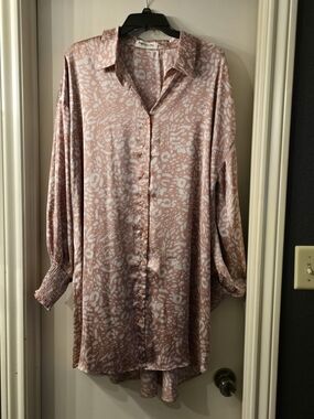 Impressions Blush Leopard Print Button-Front Dress